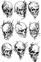 Fototapeta premium Collection of Skull rings coloring book vector designs, Skull rings vector graphic