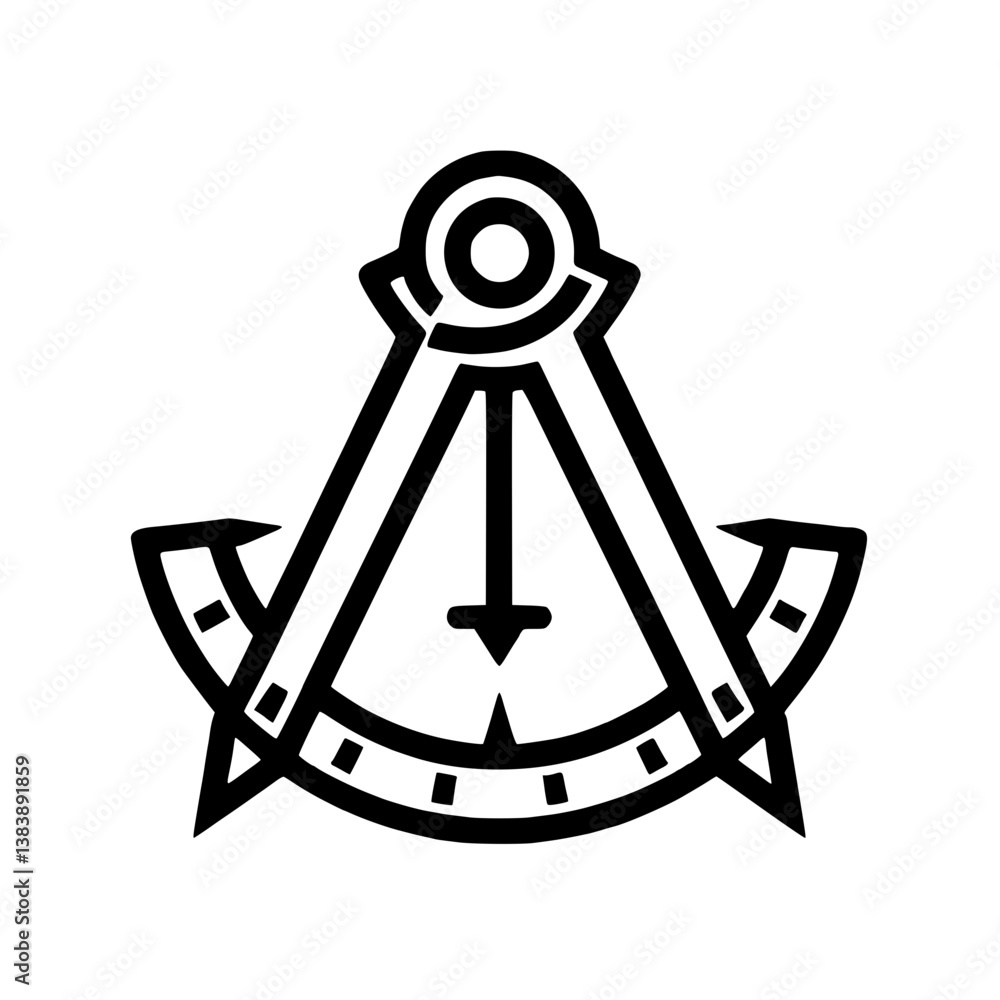 Poster geometric compass & square: a symbolic design featuring a compass and square meticulously crafted fo