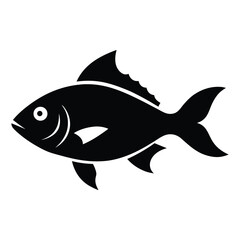  Black and White snapper Fish Silhouette Vector Art Illustration.