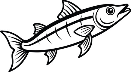 Barracuda Fish Line art Design with white background