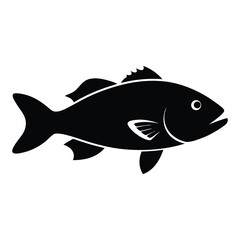  Black and White Grouper Fish Silhouette Vector Art Illustration