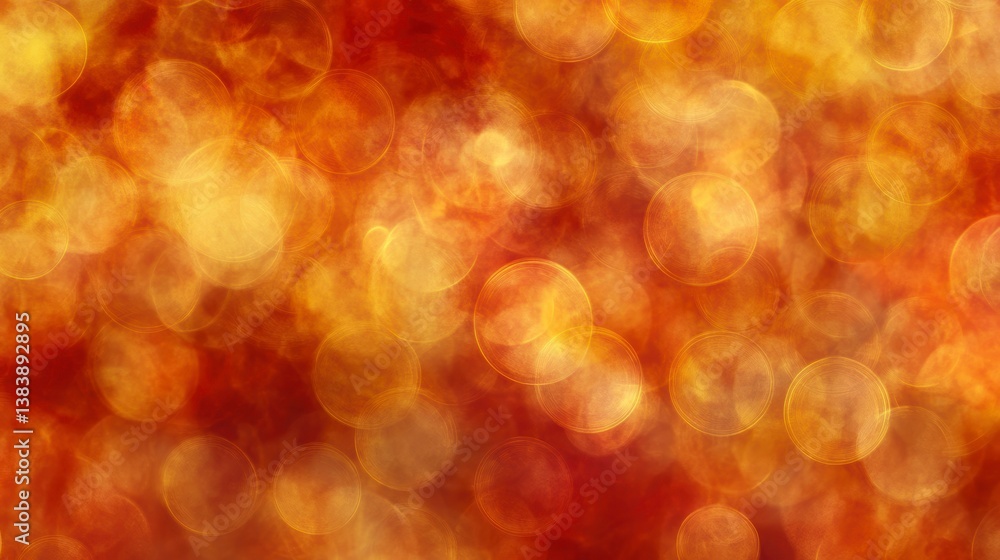 Poster abstract background of blurred golden and orange bokeh lights.