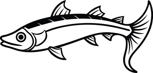 Barracuda Fish Line art Design with white background