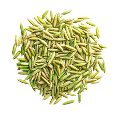 Fototapeta premium Paddy rice in a top view arrangement highlighting vibrant grains on a Transparent background, Paddy rice top view on PNG background