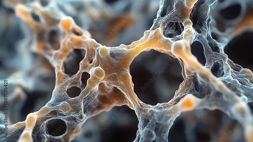 Poster a detailed macro view of a nanotechnology molecule fiber, showcasing the intricate structure and con