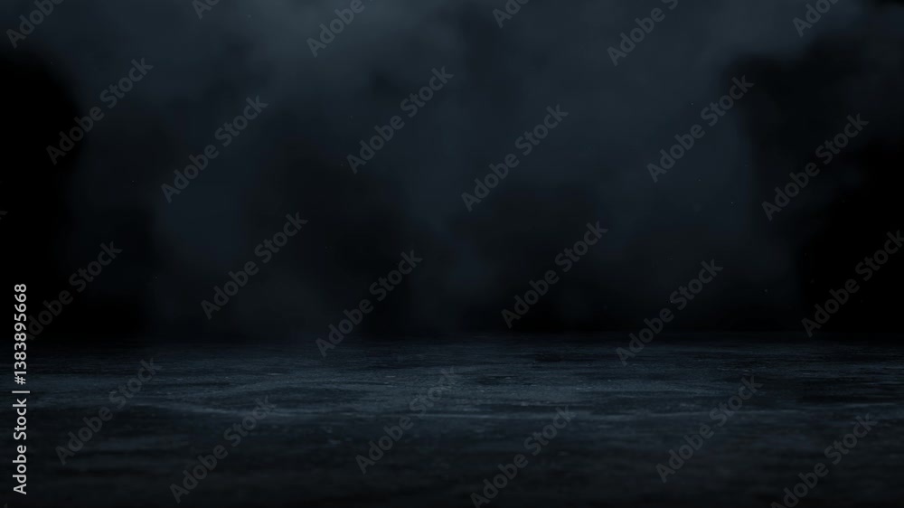 Poster empty space studio animated texture for product presentation. abstract dark background with mist mot