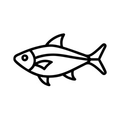 rummy nose tetra fish vector icon, simple black outline line icon of rummy nose tetra fish, aquarium fish vector line art icon