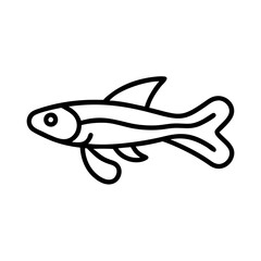 siamese algae eater fish vector icon, simple black outline line icon of siamese algae eater fish, aquarium fish vector line art icon