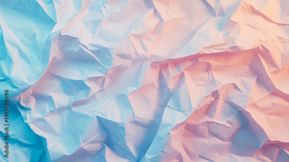 Poster A highresolution image showcasing the intricate details of a crumpled paper texture, serving as a background with a soft pastel color palette, embodying a minimalist and aesthetic vibe