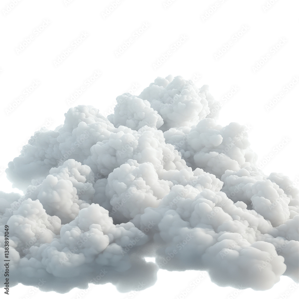 Poster fluffy white clouds appear soft and billowy against a bright transparent background creating a tranq