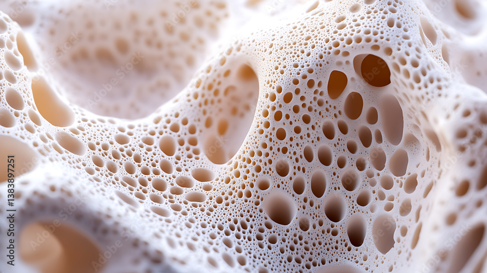 Poster A macro close-up of biomaterials, textures and intricate details, derived from nature and used in various applications due to their environmentally friendly properties