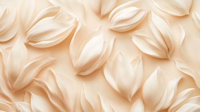 A serene beige colored tulip texture forms a tranquil background, embodying floral aesthetic minimalism with soft, gentle pastel hues that evoke a sense of calm and sophistication