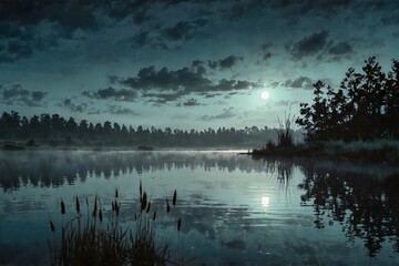 Enchanting Moonlit Lake
