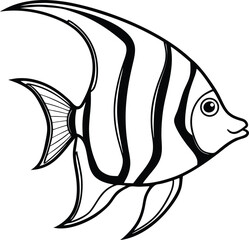 Anger Fish Line art Design with white background
