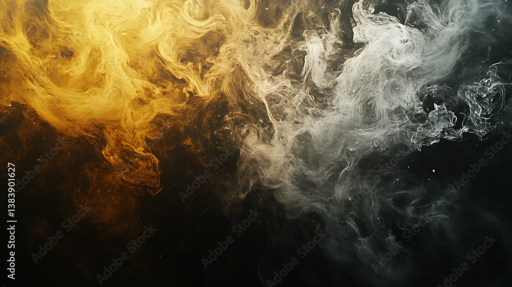 Aufkleber abstract art of dust clouds of sand in motion on a black background