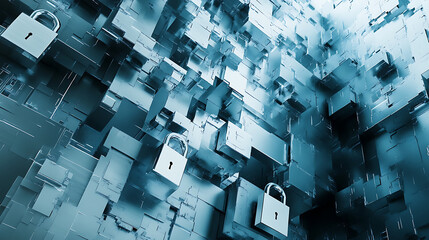 Abstract background of security technology with padlock white and blue color illustration