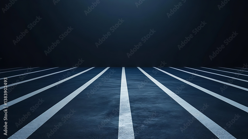 Poster abstract black background with white lines in the shape of stripes on a dark blue floor