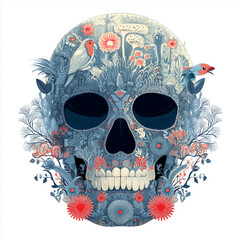 Skull illustration for t-shirt design, white background
