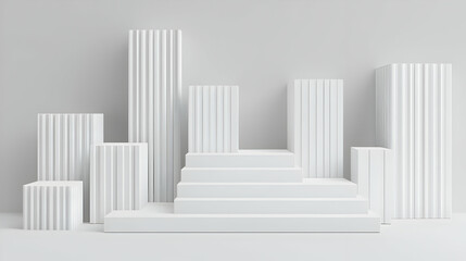Abstract Geometric White Display Podiums