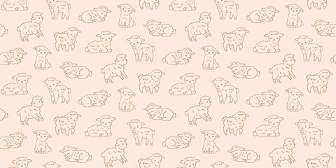 Lamb Seamless Pattern Sheep Farm Animals Print