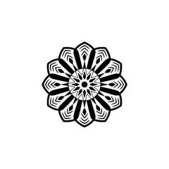 Black & White Floral Mandala Design on White Background