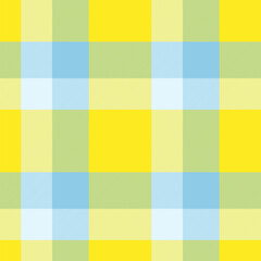 Vibrant yellow, light blue, and pastel green plaid pattern.  Perfect for textile design, springsummer projects, or cheerful backgrounds.