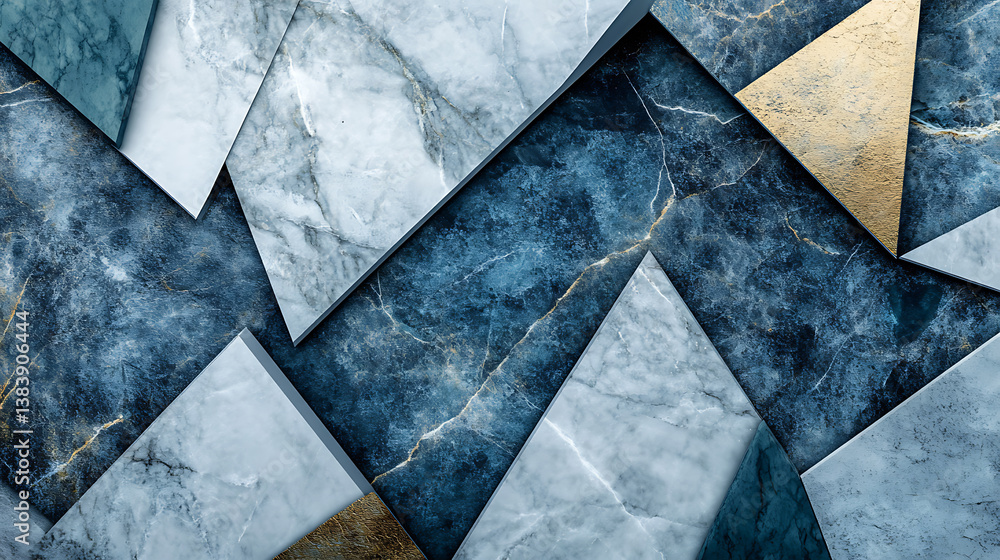 Aufkleber geometrical background with marble texture and geometric shapes