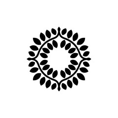 Elegant Black Leaf Circle Design on White Background - Minimalist Vector