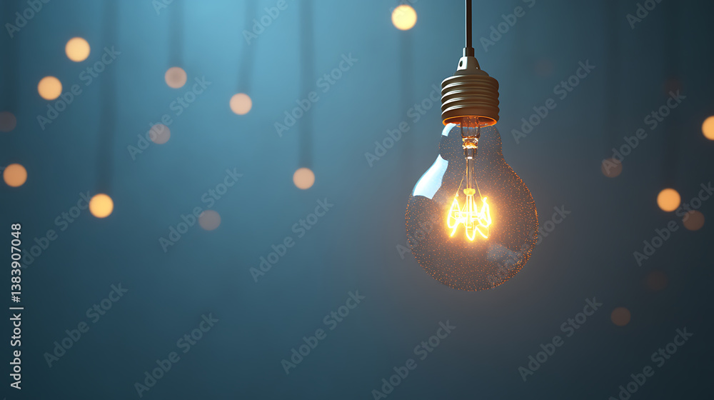 Aufkleber glowing light bulb on blue background with connection lines