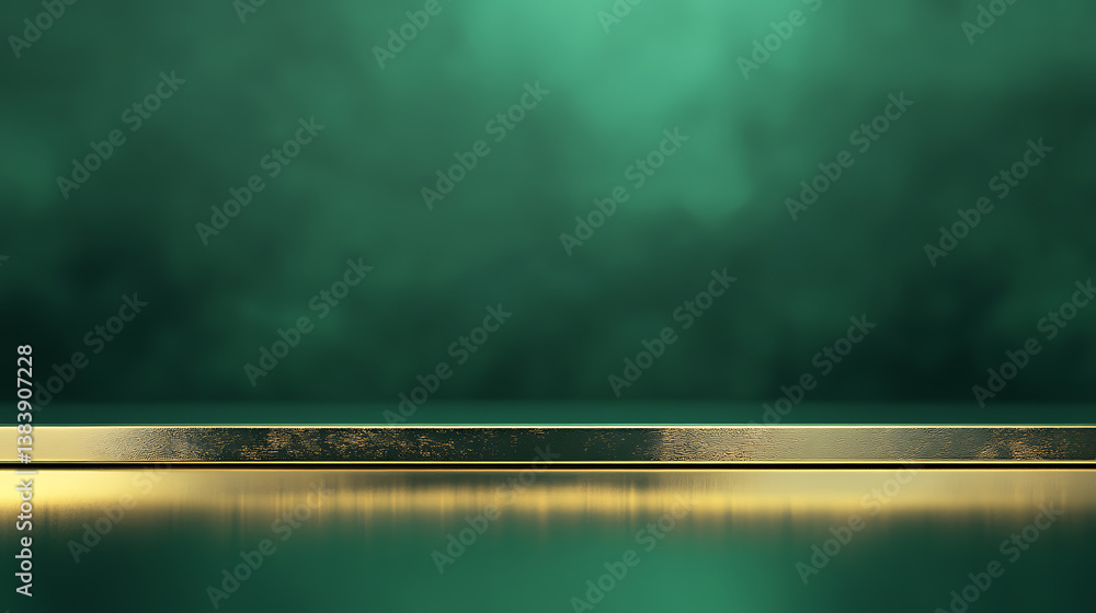 Aufkleber gold and green bokeh banner with abstract green blurred background
