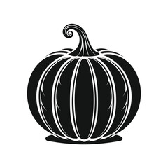 Elegant Black and White Pumpkin Silhouette with Curled Stem