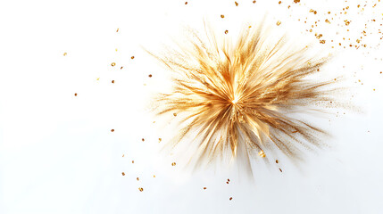 Golden fireworks on a white background