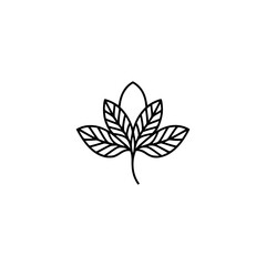 Minimalist Leaf Logo - Black & White Botanical Icon