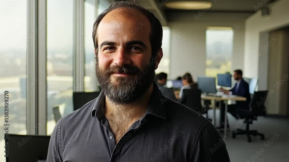 Aufkleber male programmer working in modern office environment generative ai