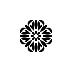 Abstract Floral Mandala Design, Black on White, Minimalist