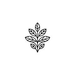 Minimalist Linear Leafy Branch Logo on White