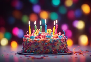 neon birthday cake happy banner pastry party food nightlife event logotype retro light signs symbol lamp festive cupcake holiday inscription anniversary effect emblem candle celebration vector label