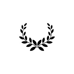 Elegant Black Laurel Wreath on White Background: Symbol of Victory, Achievement