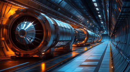 Obraz premium Hadron collider tech illustration, futuristic modern