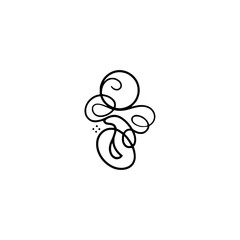 Abstract Line Art: Flowing Ornament on White Background