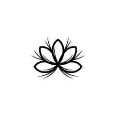Elegant Black Lotus Flower Logo on White Background