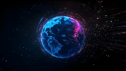 Obraz premium Abstract Glowing Digital Earth Model