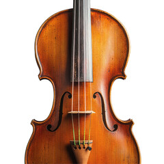 Closeup view of a vintage classical violin showcasing intricate wood details against a grey background, Closeup antique classical Violin on grey background
