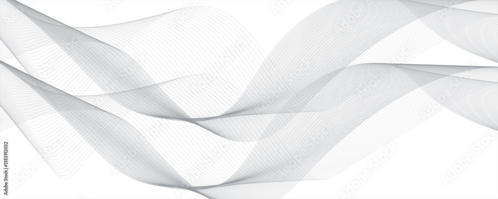Poster abstract simple gray white blend line wavy pattern featuring gentle curves and a light gray color pa
