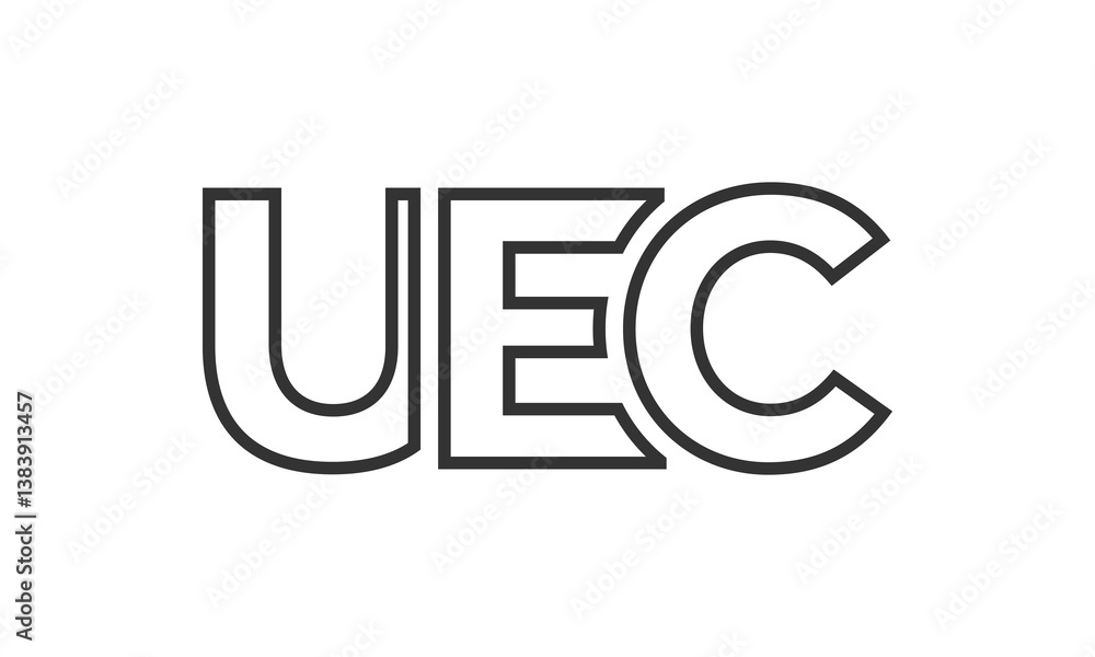 Poster uec logo design template with strong and modern bold text. initial based vector logotype featuring s
