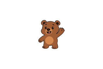 Vector illustration of a cartoon bear with a smile on a white background	