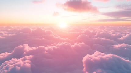 Light soft panorama sunset sky background with pink cloudssunset over the clouds