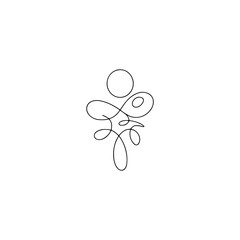Abstract Line Art Figure on White Background