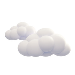This image showcases two stylized, fluffy white clouds, rendered against a dark void.