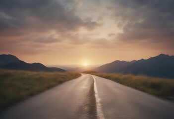 area sunset level paved road view low old empty mountain highway journey country grass line sunrise asphalt field sun landscape light summer drive sunlight nature motion dawn straight travel sky